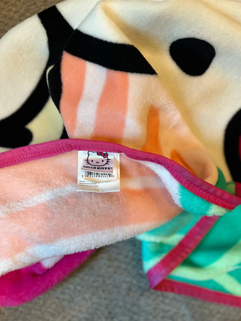Hello Kitty Pink Peach Striped Plush Throw Personalized with Berkley